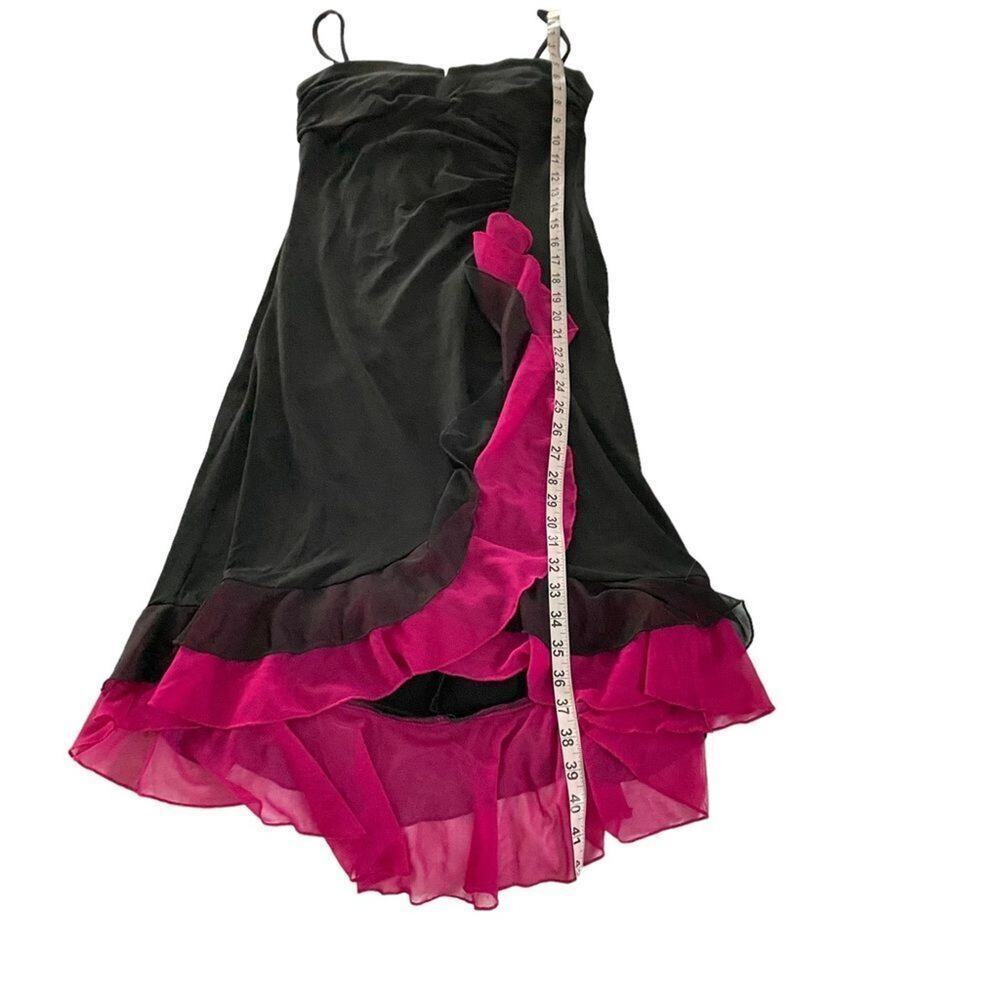Vintage Y2K Ruby Rox Whimsigoth Asymmetrical Ruffle Dress Black Pink L - Picture 13 of 14